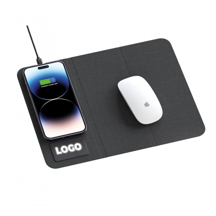 Katlanır Standlı Işıklı Logolu PU Deri Wireless Şarjlı Promosyon Mouse Pad